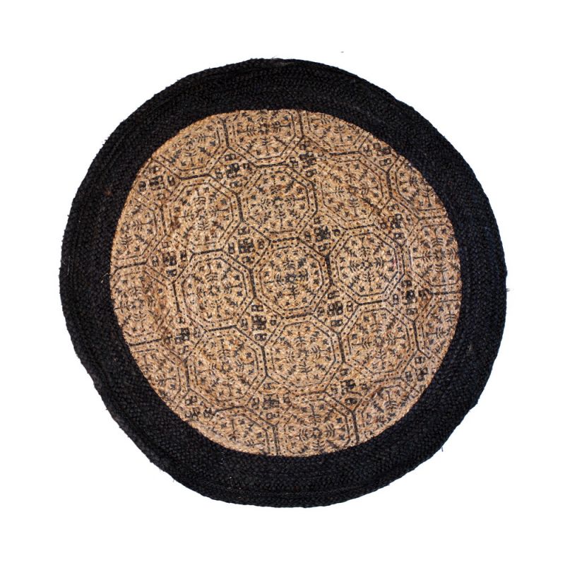 Round printed jute mat 90cm