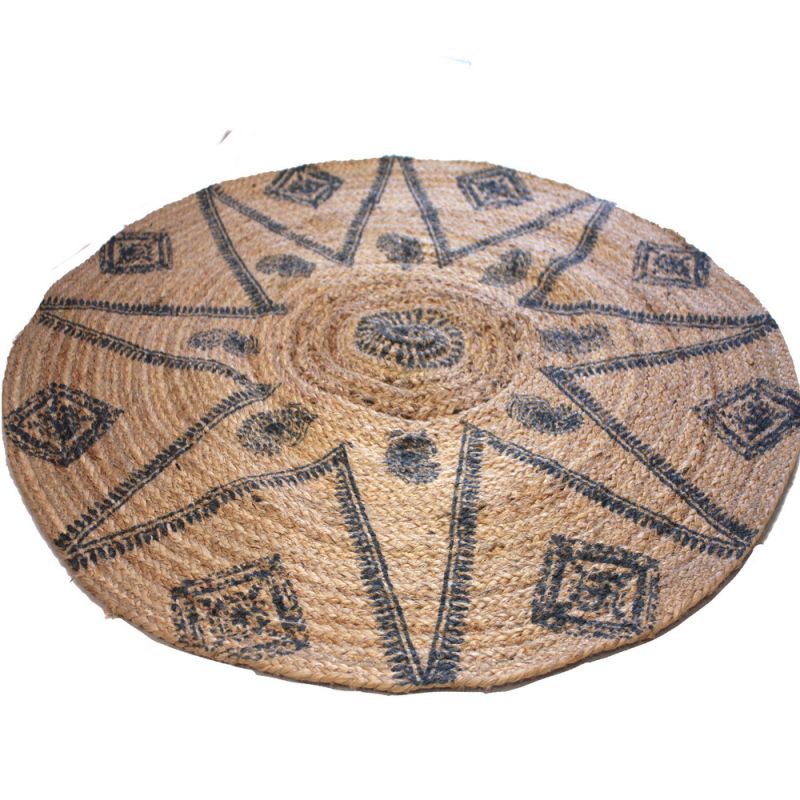 Round printed jute mat 90cm