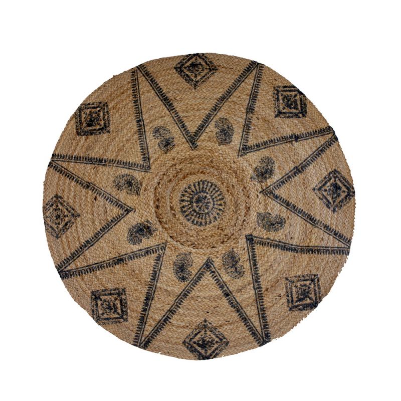 Round printed jute mat 90cm