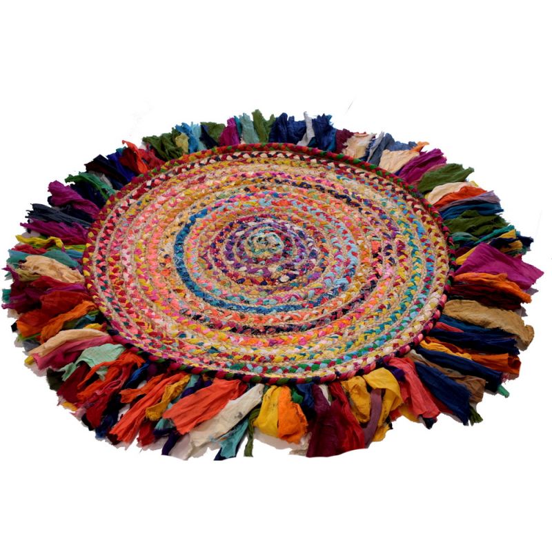 Multi color round jute mat 60x60