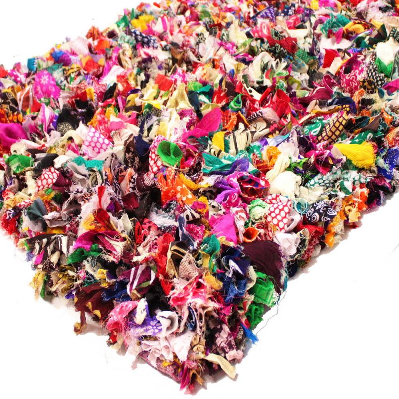 Large Shaggy Patterned Rag Rug