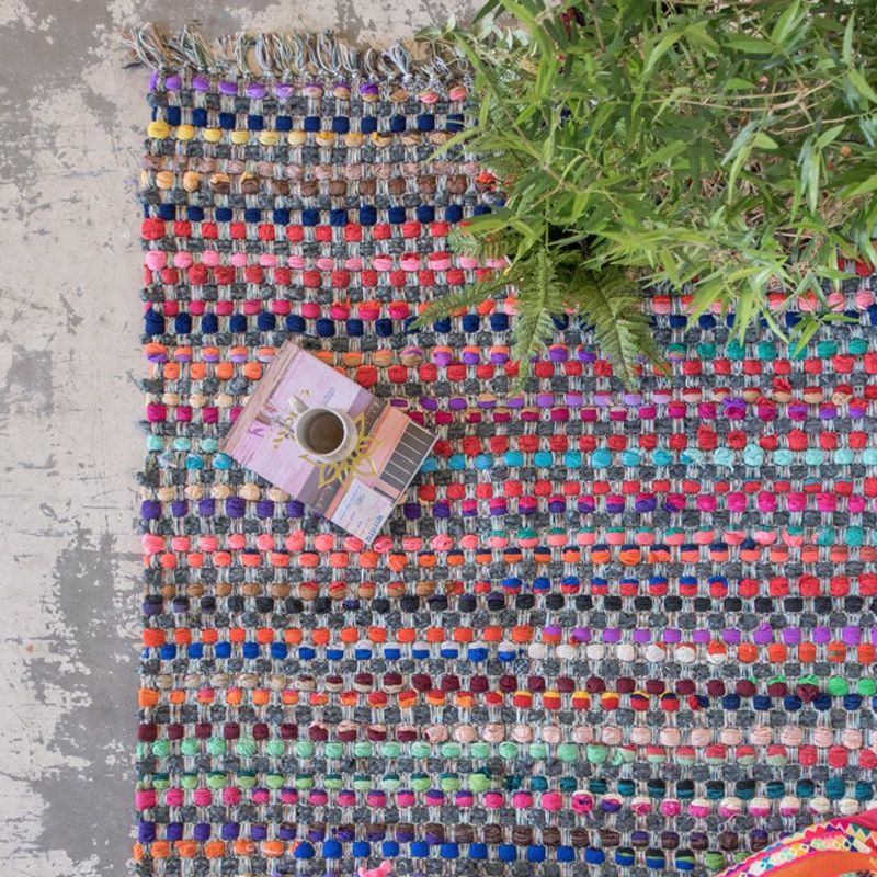 Multi colour slub rag rug 50x80cm