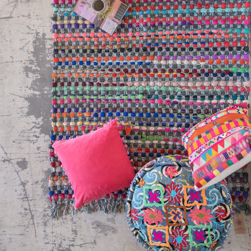 Multi colour slub rag rug 50x80cm