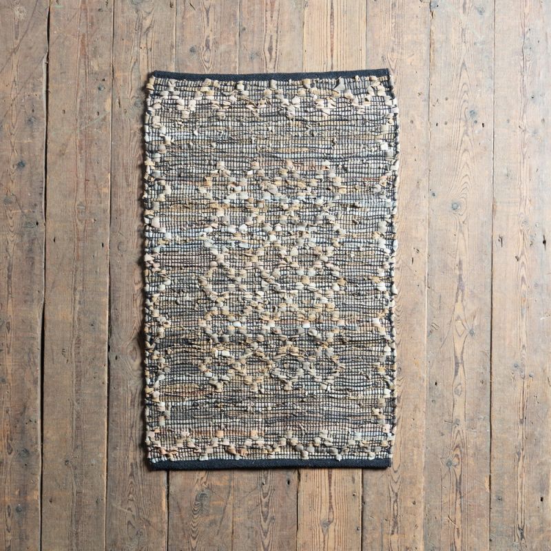 Leather diamond weave rug 60x90cm