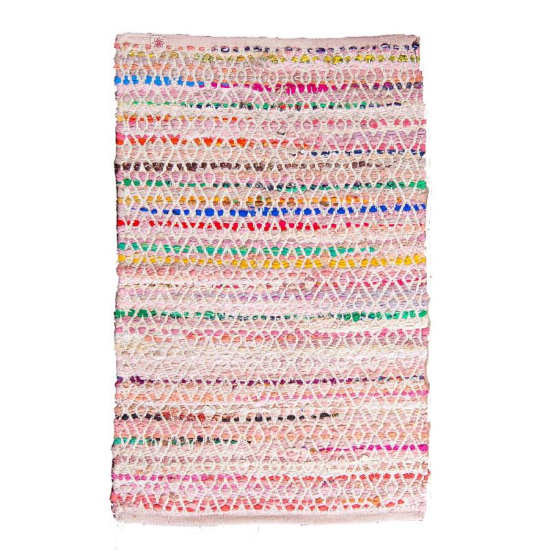 Pink Upcycled Handloom Rug Made From Old Satin Coat Linings