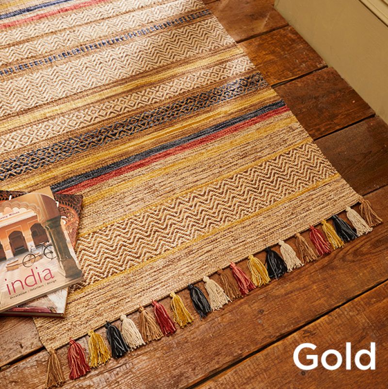 Antara cotton hand loom rug 90x150cm - GOLD