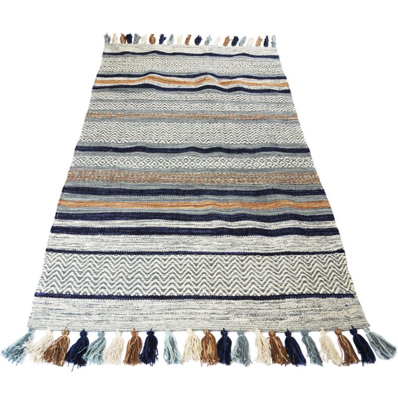 Antara cotton hand loom rug 90x150cm - NAVY