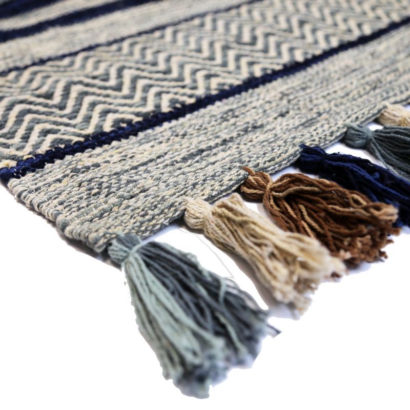 Antara cotton hand loom rug 90x150cm - NAVY