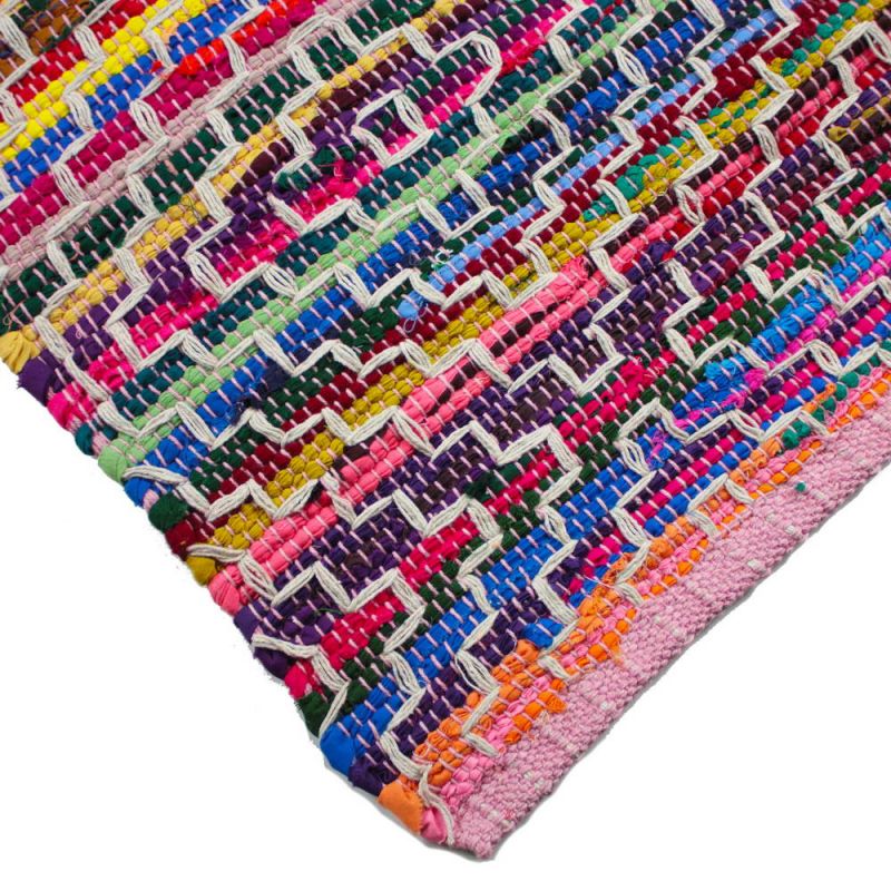 Mandira Recycled cotton rag rug with stitch detail 