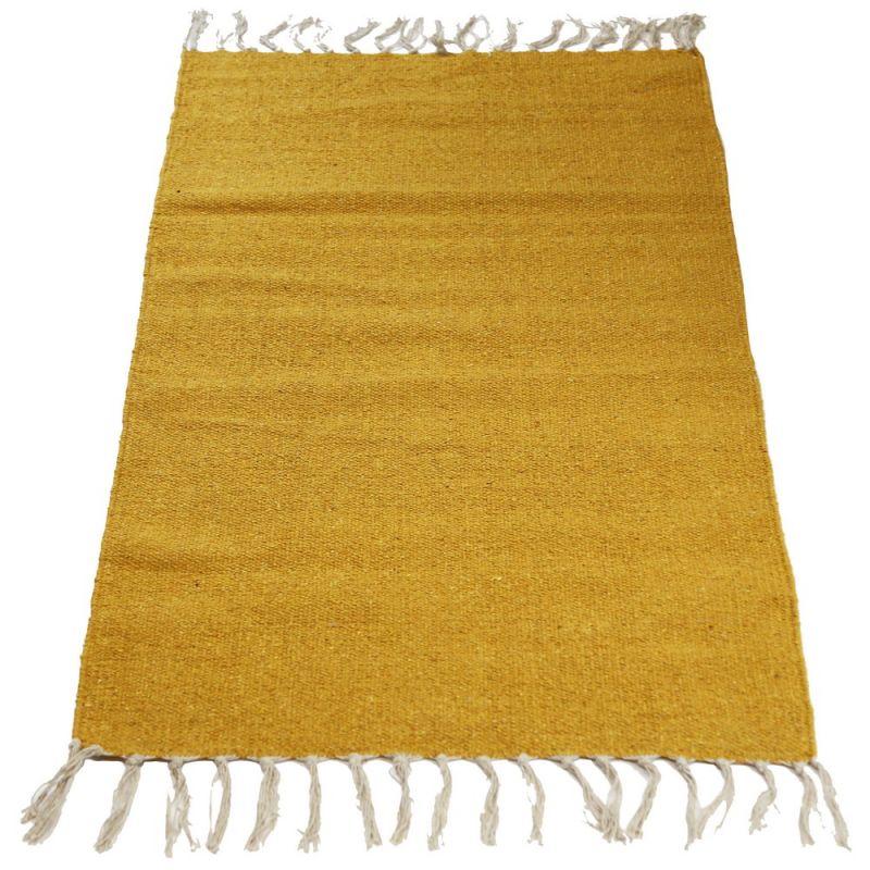Hesha plain recycled yarn rug, old gold, 60x90cm