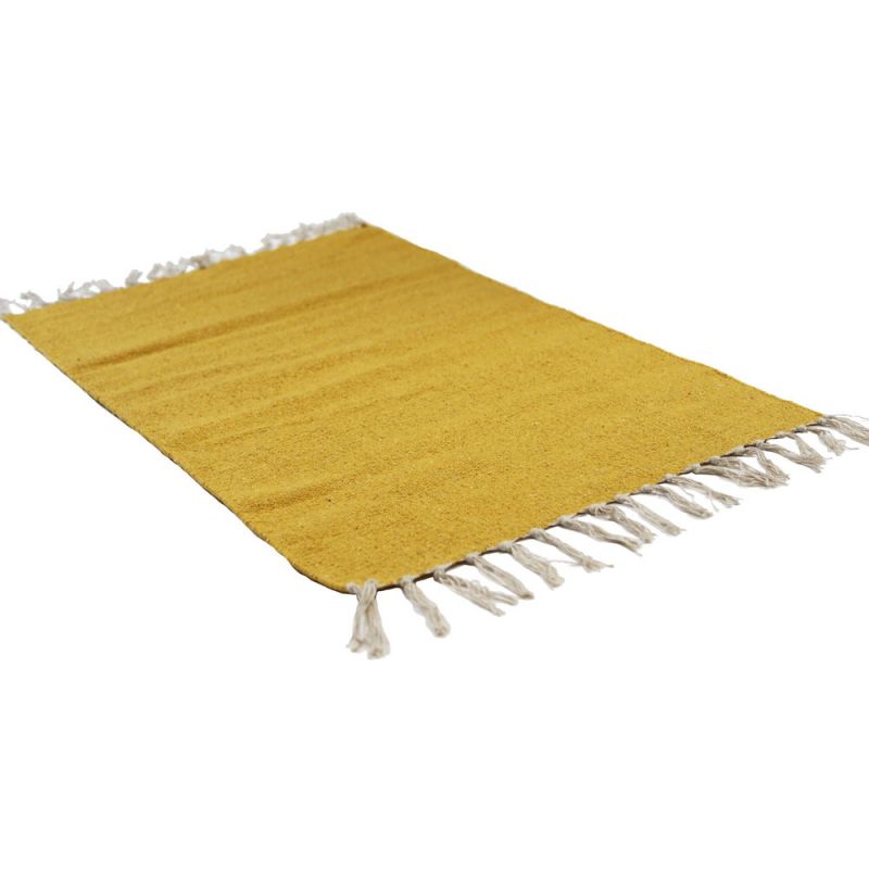 Hesha plain recycled yarn rug, old gold, 60x90cm