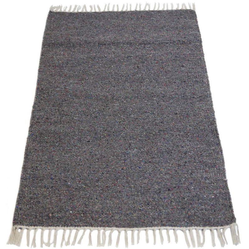 Plain Recycled Yarn Rug Silver(S) 90 x 150cm