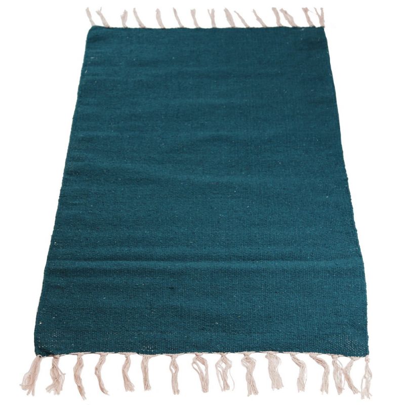 Hesha plain recycled yarn rug, teal, 60x90cm