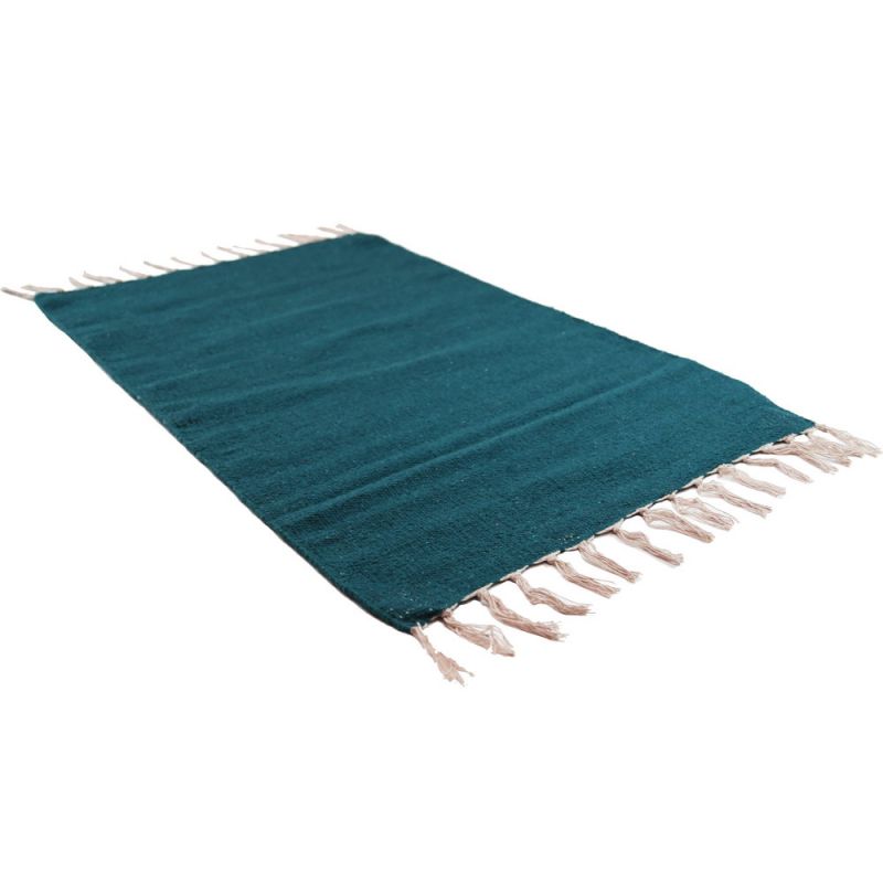 Hesha plain recycled yarn rug, teal, 60x90cm