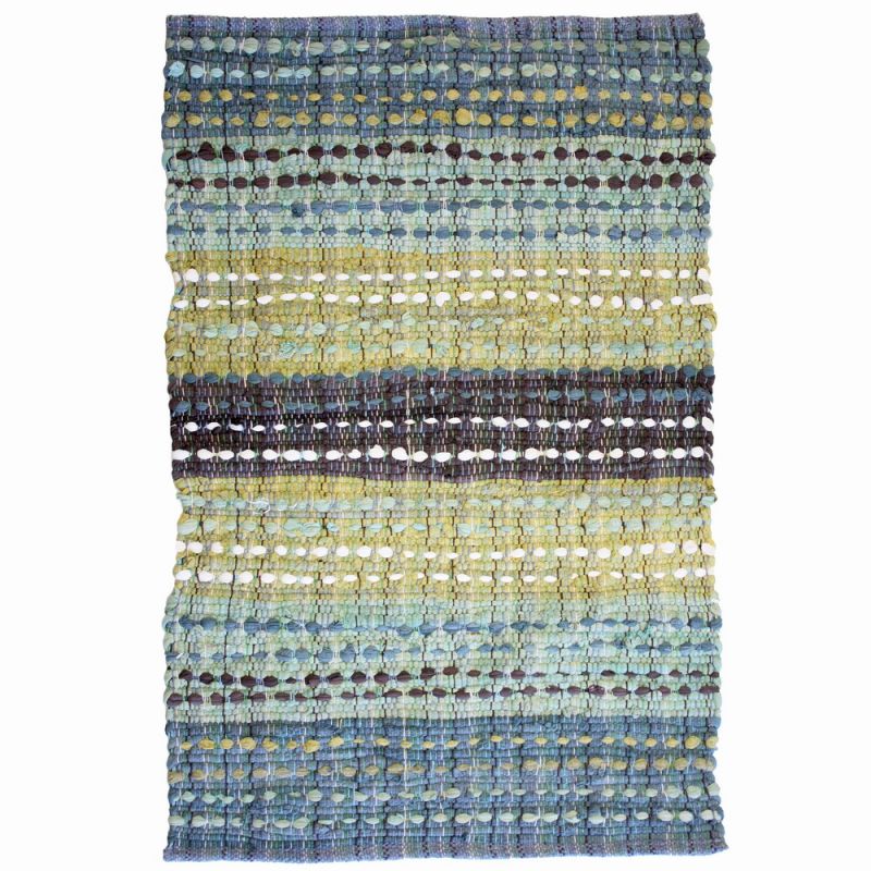 Agra indian cotton chindi rug blue, 60x90cm
