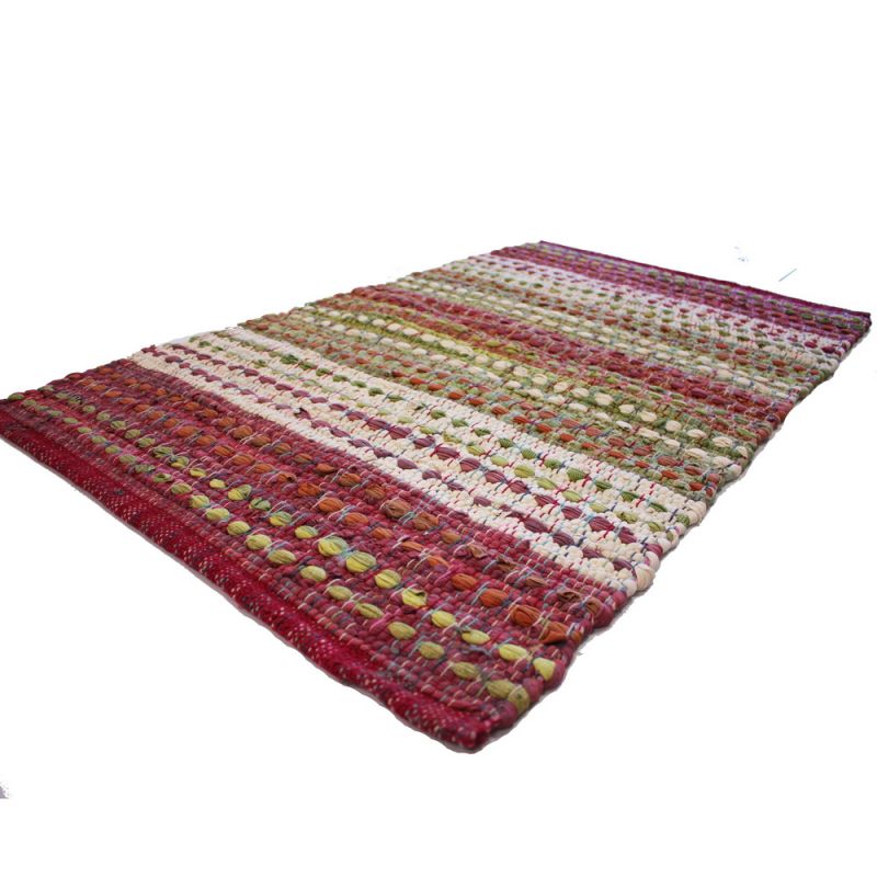 Agra indian cotton chindi rug red, 60x90cm