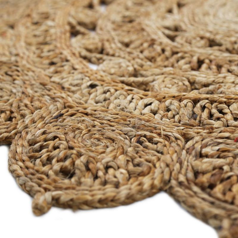 Kalavi round jute braided openweave rug 90x90cm