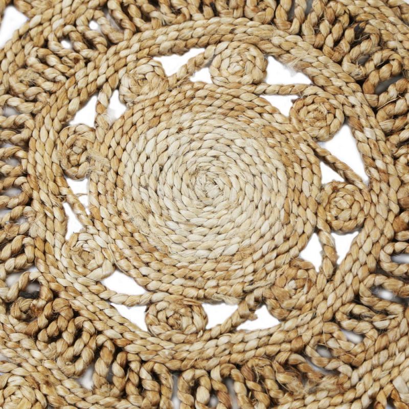 Kalavi round jute braided openweave rug 90x90cm