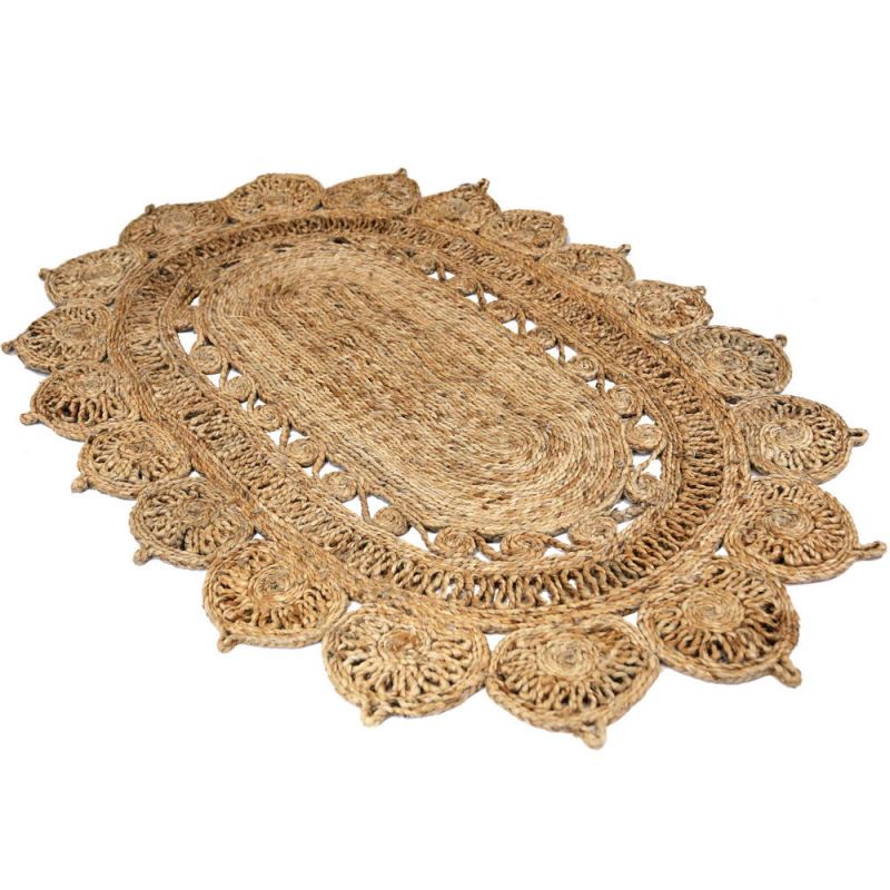 Kalavi oval jute braided openweave rug 90x150cm