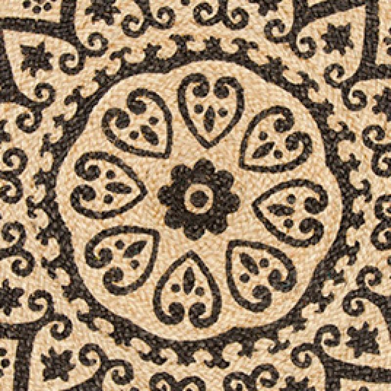 Jute rug with mandala print round rug, 90cm