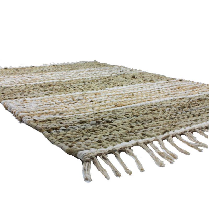 Taj Leather and Jute Rug 60 x 90cm Light Khaki