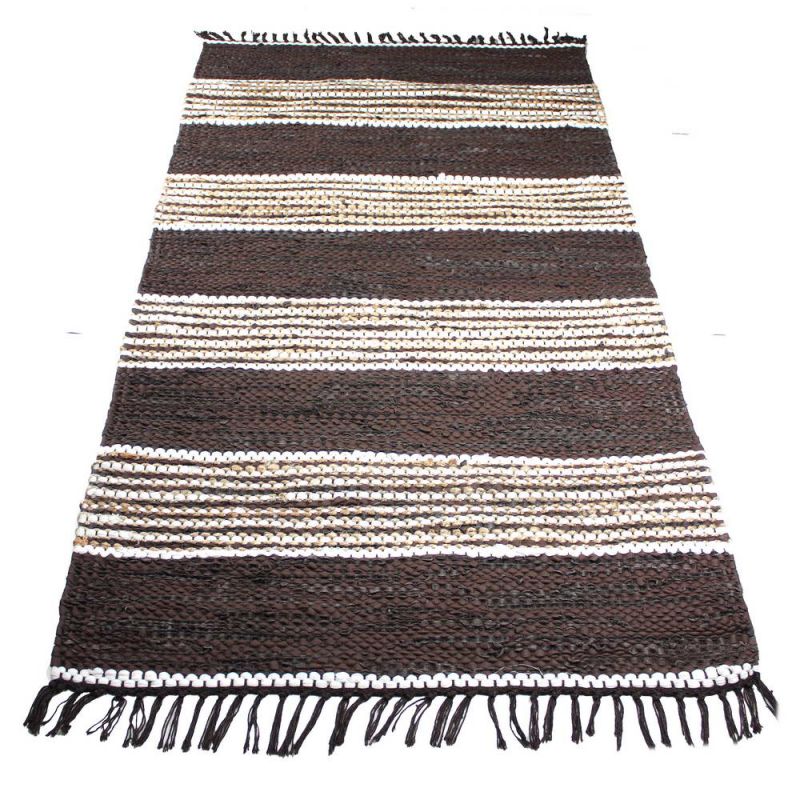 Taj Leather and Jute Rug large Espresso