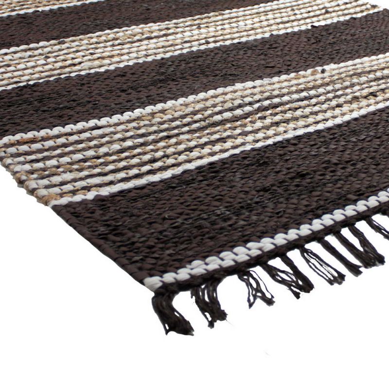 Taj Leather and Jute Rug 60 x 90cm Espresso