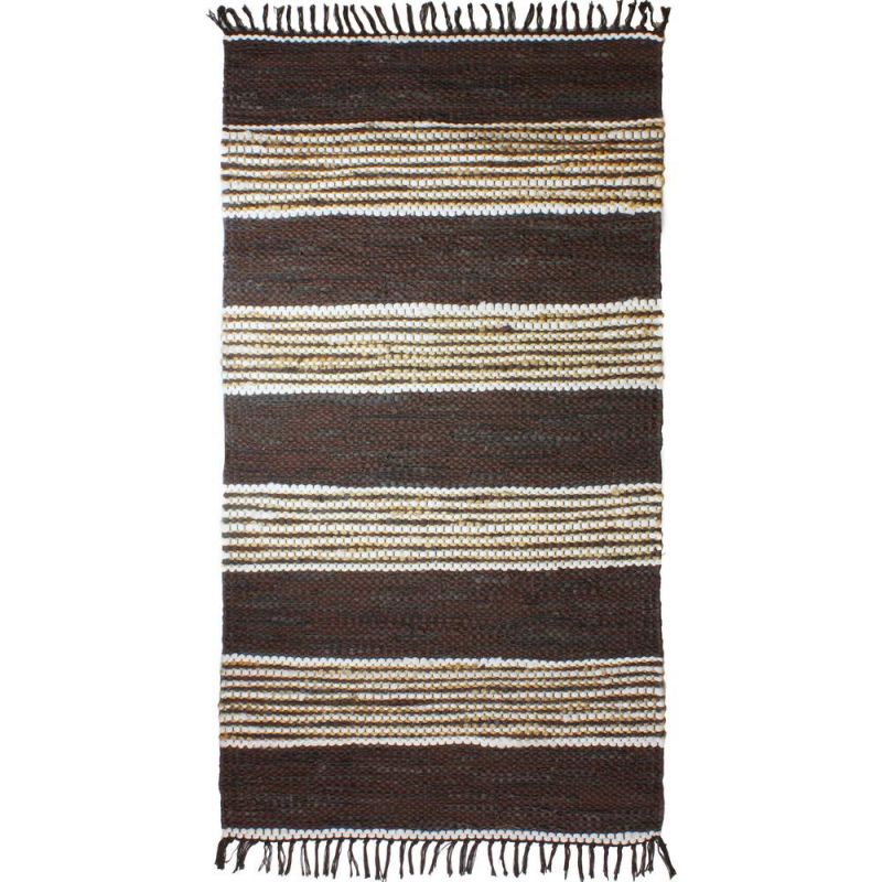 Taj Leather and Jute Rug large Espresso