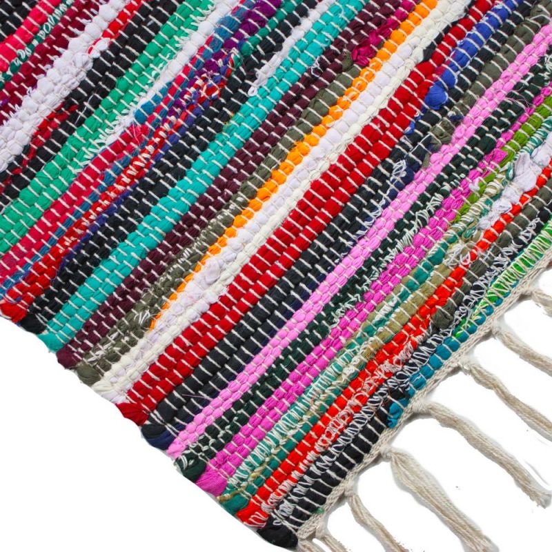 Multi colour cotton rag rug, 100 x 164cm