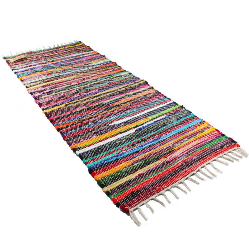 Multi colour cotton rag rug, 75 x 120cm