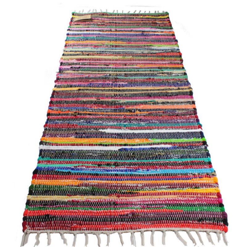 Multi colour cotton rag rug, 75 x 120cm