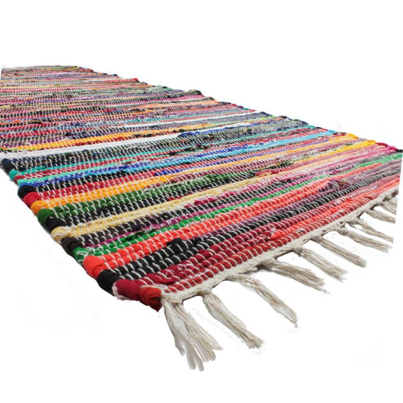 Multi colour cotton rag rug, 75 x 120cm