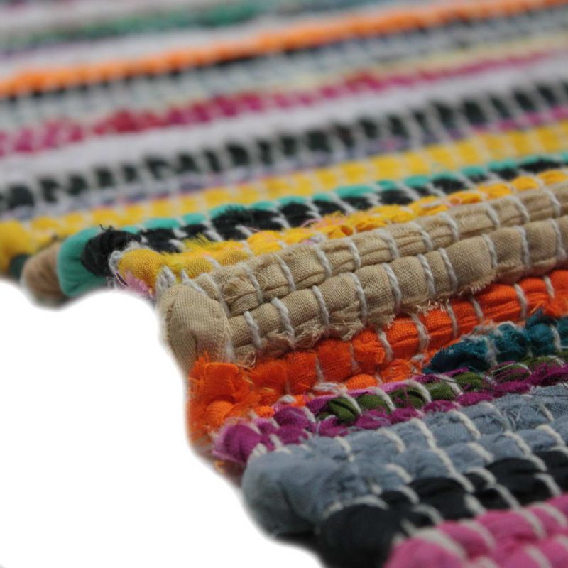 Multi colour cotton rag rug, 75 x 120cm