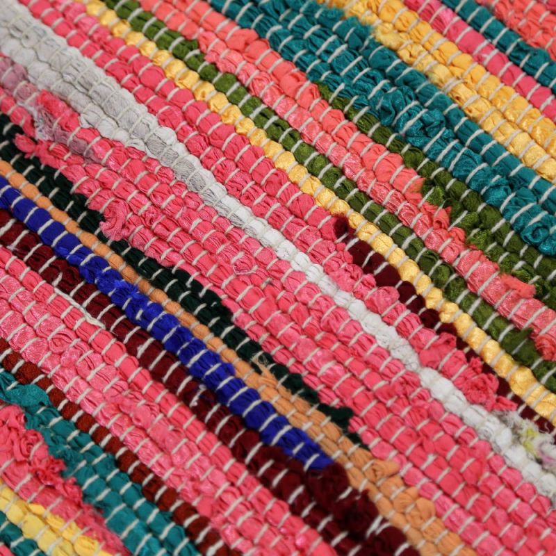 Multi colour cotton rag rug, 60x150cm