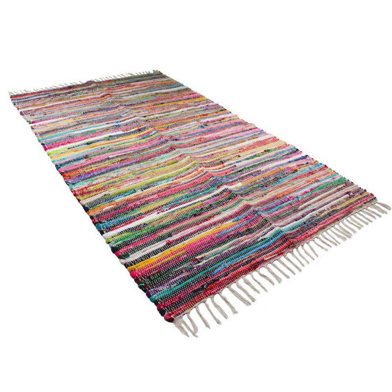 Multi colour cotton rag rug, 100 x 164cm