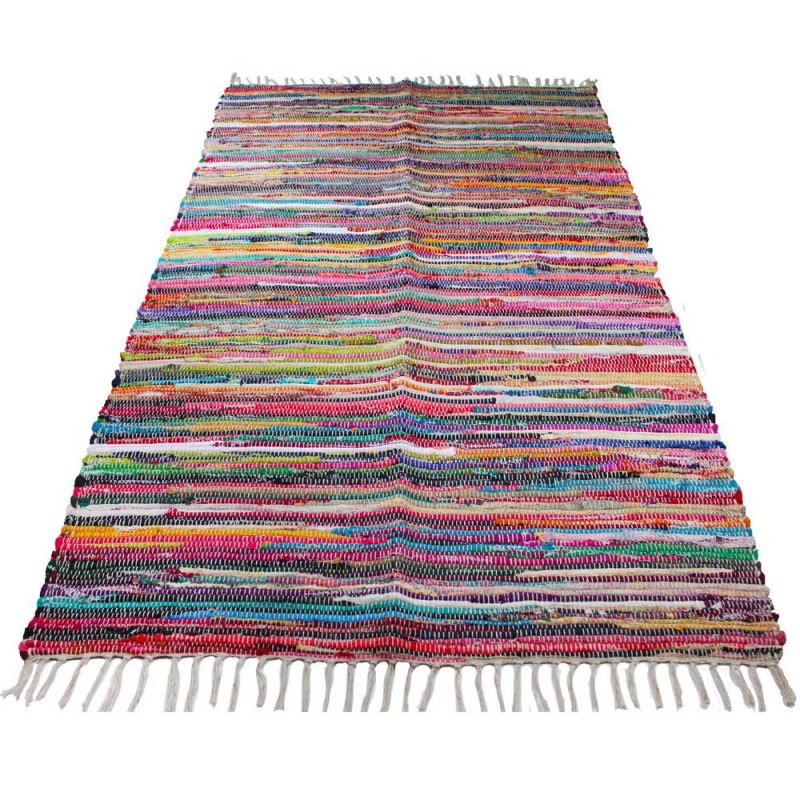 Multi colour cotton rag rug, 100 x 164cm