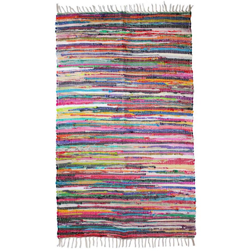 Multi colour cotton rag rug, 100 x 164cm