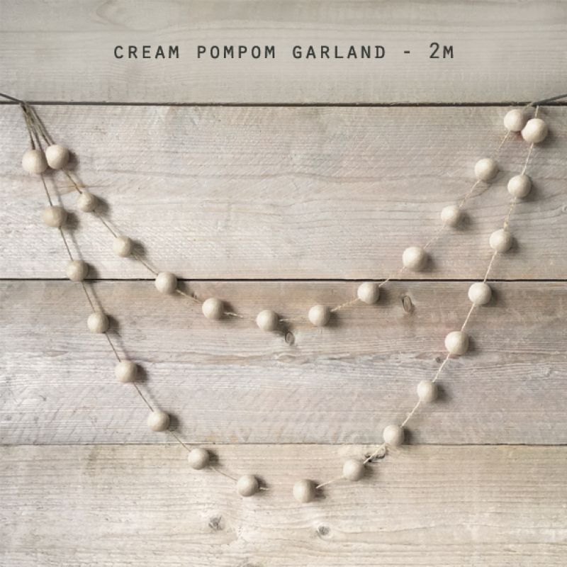 Pompom garland-Cream