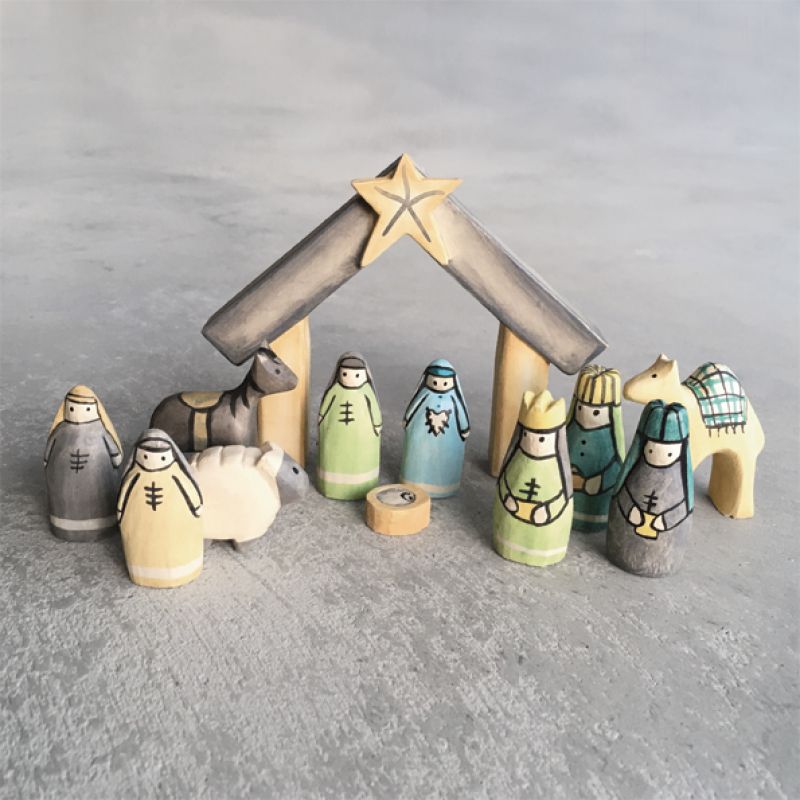 Φάτνη μικρή ξυλόγλυπτη 17x10εκ. Κρεμ