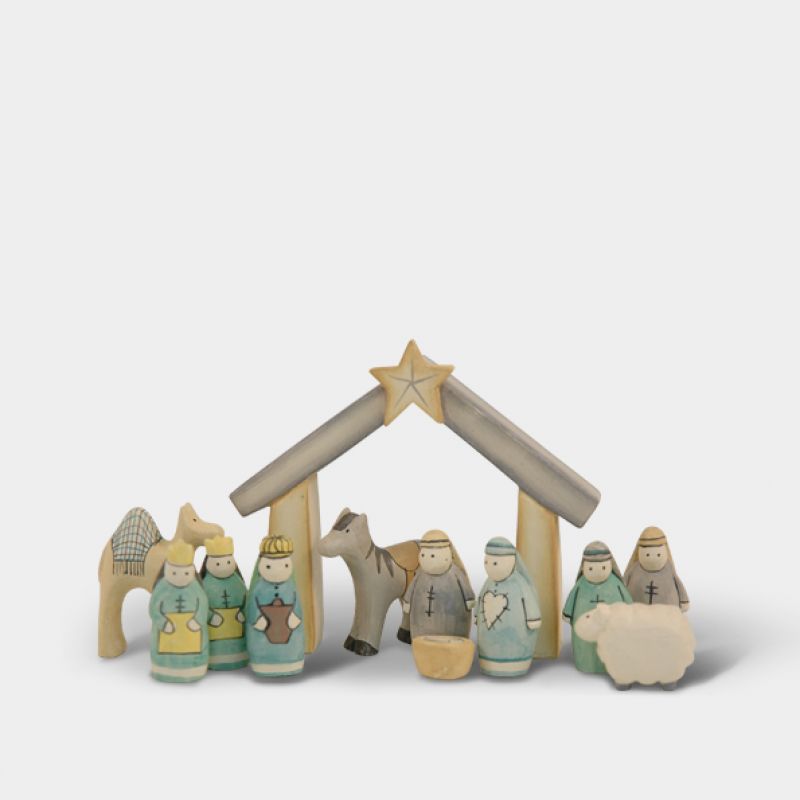 Φάτνη μικρή ξυλόγλυπτη 17x10εκ. Κρεμ