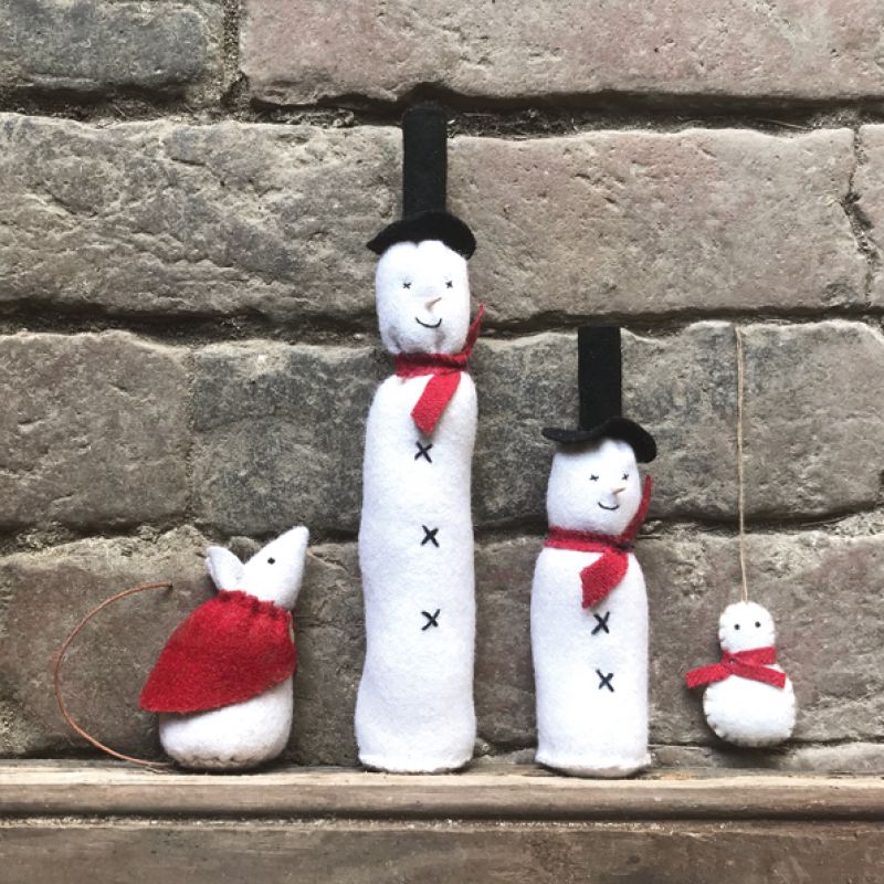 Χιονάνθρωπος στολίδι φελτ - Μίνι 4,5εκ.