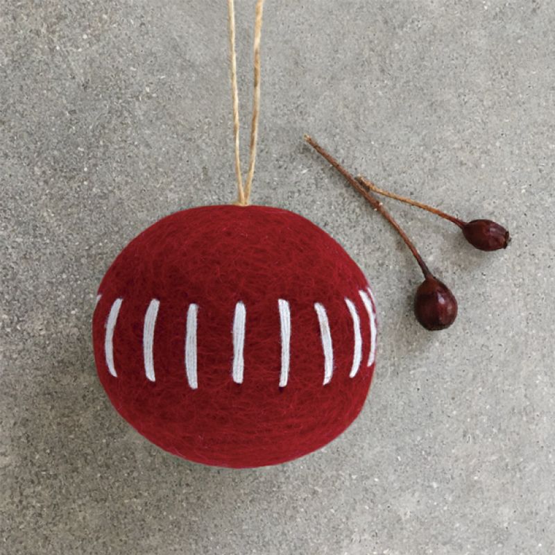 Felt embroidered bauble-Red