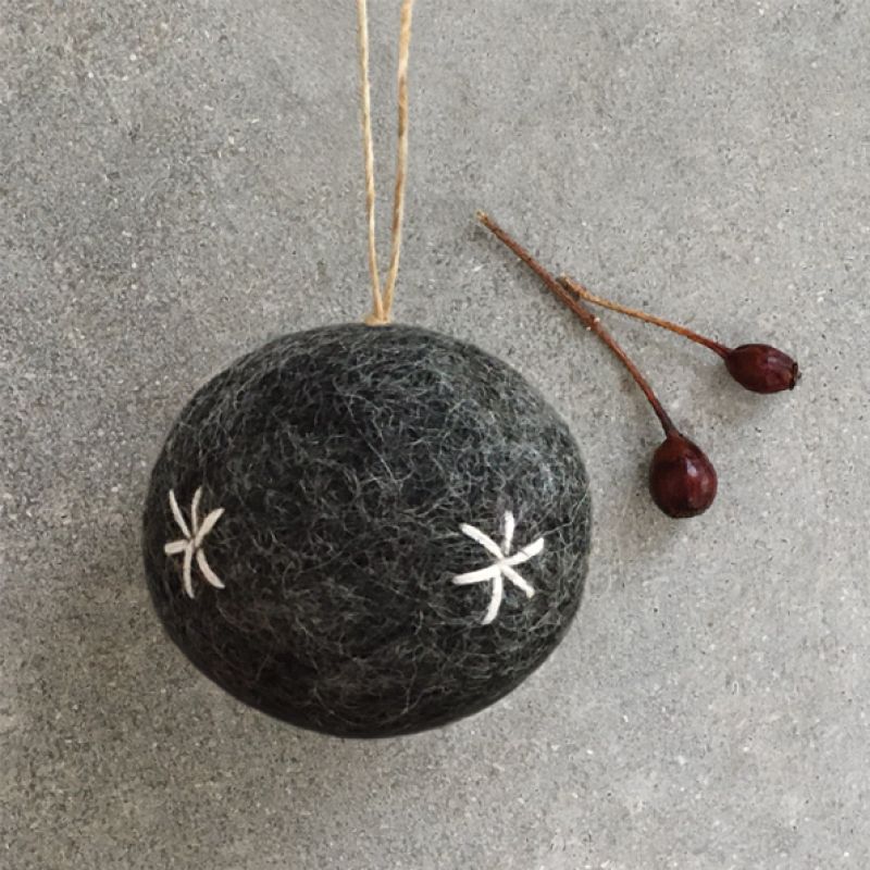 Felt embroidered bauble-Grey