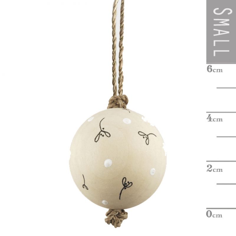 Wood bauble-Mistletoe sprigs