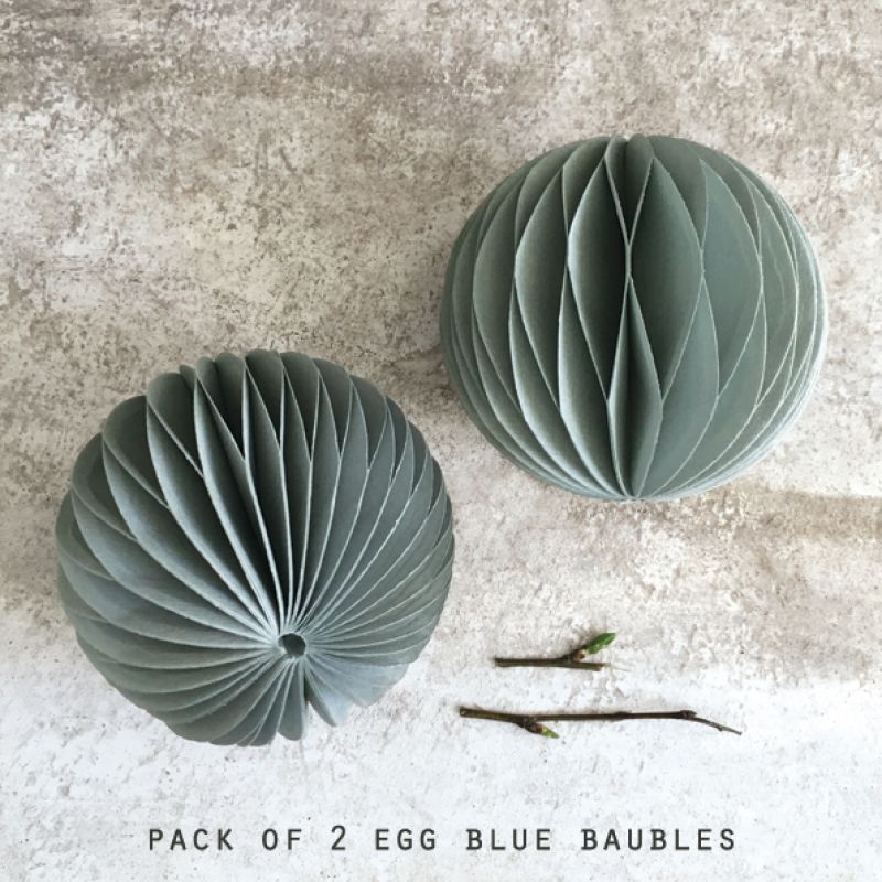 Cardboard honeycomb paper baubles pack of 2 - Blue