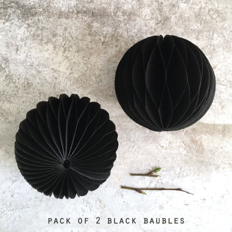 Cardboard honeycomb paper baubles pack of 2 - Black