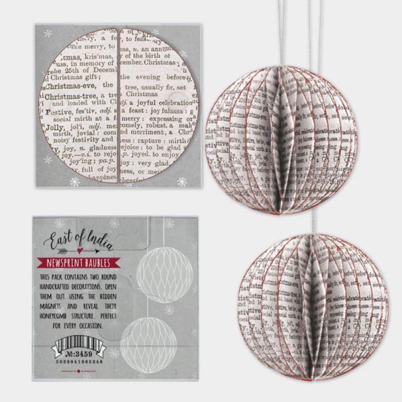 Cardboard honeycomb paper baubles pack of 2