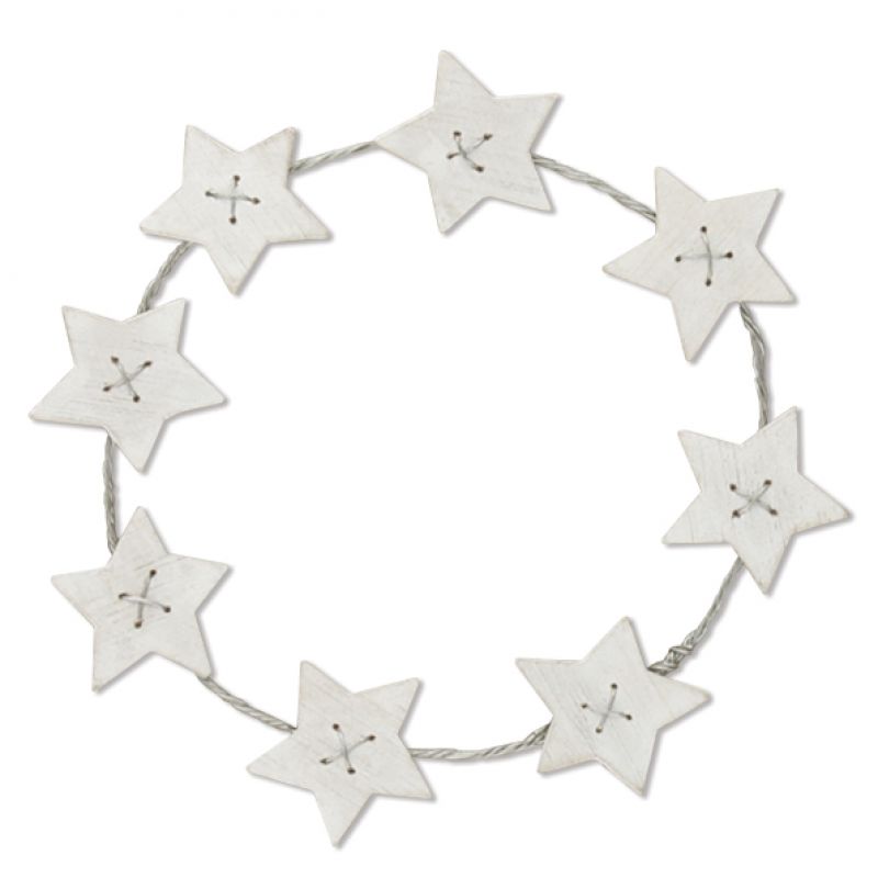 White wooden star wreath-Small 