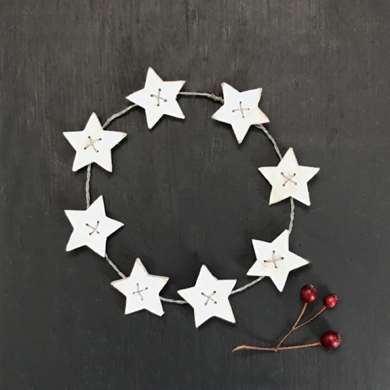 White wooden star wreath-Small 