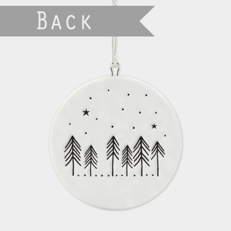 Flat porcelain bauble-Cabin in the woods